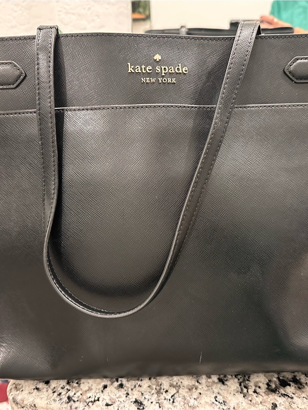 Kate Spafe Black Leather Laptop Bag